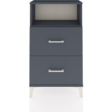 Dienni Arges Komodin Tek Raflı 2 Çekmeceli 60X30X106 Antrasit-Antrasit