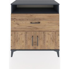 Dienni Hyperion Şifonyer 2 Raflı Tek Çekmeceli 2 Kapaklı 88X44X96 Antrasit-Çam