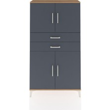 Dienni Arges Dolap 3 Raflı 2 Çekmeceli 4 Kapaklı 88X30X163 Çam-Antrasit