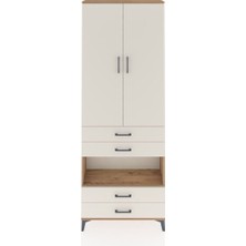 Dienni Arges Dolap 5 Raflı 4 Çekmeceli 2 Kapaklı 88X30X243 Çam-Aytaşı