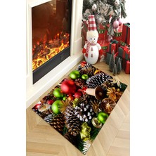 Carmine Carpet Dijital Baskılı Yıkanabilir Yeni Yıl Temalı Yılbaşı Halısı