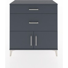 Dienni Hyperion Şifonyer 2 Çekmeceli 2 Kapaklı 88X44X96 Antrasit-Antrasit