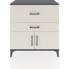 Dienni Hyperion Şifonyer 2 Çekmeceli 2 Kapaklı 88X44X96 Antrasit-Aytaşı