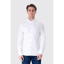 Uniqvibe %100 Pamuk Slim Fit Beyaz Oxford Gömlek