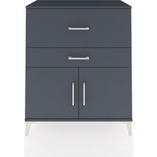 Dienni Hyperion Şifonyer Tek Raflı 2 Çekmeceli 2 Kapaklı 88X44X106 Antrasit-Antrasit