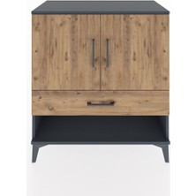 Dienni Hyperion Şifonyer Tek Raflı Tek Çekmeceli 2 Kapaklı 88X44X96 Antrasit-Çam