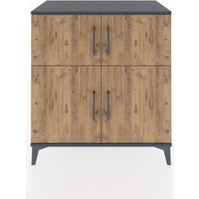 Dienni Hyperion Şifonyer 2 Raflı 4 Kapaklı 88X44X96 Antrasit-Çam