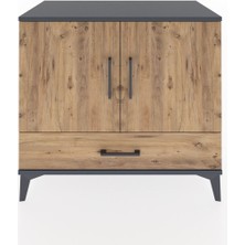 Dienni Hyperion Şifonyer 2 Raflı Tek Çekmeceli 2 Kapaklı 88X44X80 Antrasit-Çam
