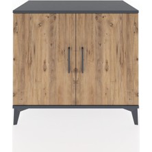 Dienni Hyperion Şifonyer 3 Raflı 2 Kapaklı 88X44X80 Antrasit-Çam