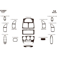 Mars Cockpit Design Hyundai Accent Konsol-Torpido Kaplama 2001-2005 14 Parça Koyu Meşe