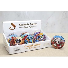 Sevimli Köpek Tasarımıyla Taş Işlemeli Ince El Aynası Yuvarlak