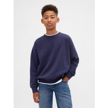 Gap Erkek Çocuk Lacivert Vintagesoft Relaxed Bisiklet Yaka Sweatshirt