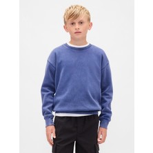 Gap Erkek Çocuk Koyu Mavi Vintagesoft Relaxed Bisiklet Yaka Sweatshirt