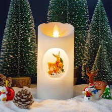 Toha LED Mum | Yılbaşı Temalı Müzikli 360° Dönen Işıklı Noel Dekoru