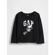 Gap Kız Bebek Siyah Snoopy Halloween Logo T-Shirt