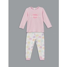 Lc Waikiki Yeni Sezon Bisiklet Yaka Baskılı Kız Çocuk Pijama Takımı