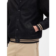 Gap Erkek Siyah Oversized Varsity Denim Ceket