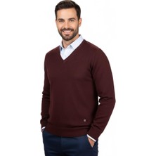 Çizgi Triko Erkek V Yaka Triko Kazak Çelik Örgü Klasik Kalıp 4241D BGL-ST04849