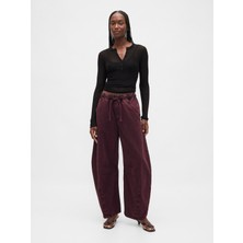 Gap Kadın Bordo Mid Rise UltraSoft Kolay Horseshoe Jean Pantolon