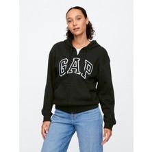 Gap Kadın Siyah Gap Logo Fleece Fermuarlı Sweatshirt