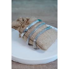 Efe Avm Kombin Bileklik Gümüş Kılçık Tırtıl ve Düz Cırt Model 3 Adet Birden