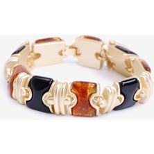 Yargıcı Reçine Detaylı Gold Bileklik