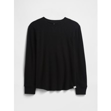 Gap Erkek Çocuk Siyah Waffle-Knit T-Shirt
