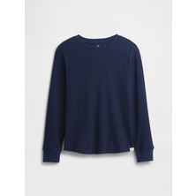 Gap Erkek Çocuk Lacivert Waffle-Knit T-Shirt