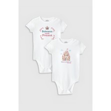 Overoz Organik %100 Pamuk Babasının Prensesi 2'li Bebek Body Set Badi Çıtçıtlı Zıbın Ikili 5803-5804