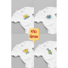 Overoz Organik %100 Pamuk Daddy Baba 4'lü Bebek Body Set Badi Çıtçıtlı Zıbın Dörtlü 5675-5676-5677-5678