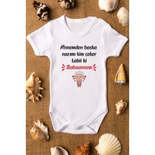 Overoz Organik %100 Pamuk Babaanne Baskılı Kısa Kollu Bebek Çıtçıtlı Body Badi Zıbın Tulum 5417