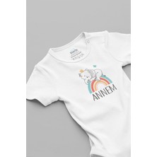 Overoz Organik %100 Pamuk Annem Yazılı Bebek Body Badi Çıtçıtlı Zıbın Tulum 5730