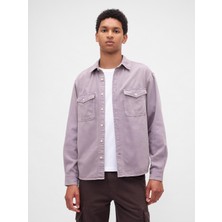 Gap Erkek Lila Ultrasoft Denim Relaxed Gömlek
