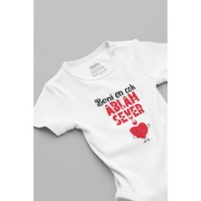 Overoz Organik %100 Pamuk Beni En Çok Ablam Sever Baskılı Çıtçıtlı Bebek Body Badi Zıbın Tulum 5713