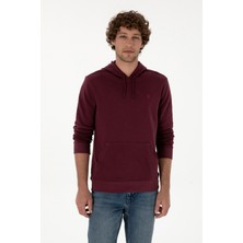 U.S. Polo Assn. Erkek Regular Fit Kapüşonlu Koyu Bordo Basic Sweatshirt 50313720-VR177