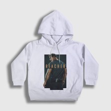 Presmono Unisex Çocuk Beyaz Alan Ritchson Reacher Kapüşonlu Sweatshirt