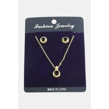 Zero Lvsqvr Yuvarlak Zirkon Taşlı Set Kolye-Gümüş Rengi