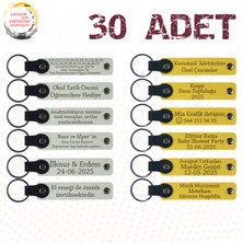 Miawiki Beyaz & Sarı, Söz Töreni Davetlilerine Özel Hediye, 30’lu Set, Kişiye Özgü Yazılı Deri Anahtarlık