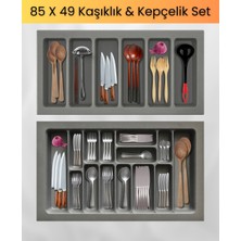 ALMITAL 85x49 Kaşıklık Ve Kepçelik 2'li Antrasit Set 78x41 cm'e kadar kesilebilir. (ÜCRETSİZ KESİM)