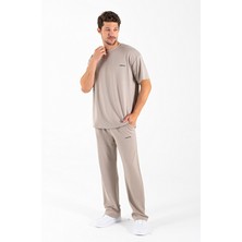 Erkek Kısa Kollu Beli Lastikli Eşofman Takımı Bej - 25Y 7852 