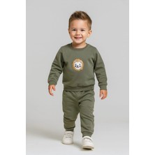İklimix Erkek Çocuk Aslan Nakışlı 2’li Takım – Sweatshirt ve Alt Eşofman %100 Pamuk
