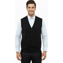 Rüya Triko Erkek Düğmeli Yelek Cepli Çelik Örgü Klasik Kalıp 5215L BGL-ST04847