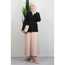 Yandan Kemerli Ceket Siyah