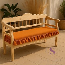 Shules Collection El Yapımı Buldan Yıkanmıs Keten 4 Tarafı Fırfırlı Bank Minderi 110X50X5CM