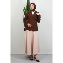 Yandan Kemerli Ceket Kahve