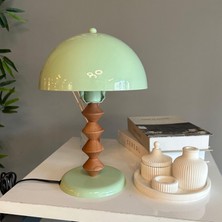 Bamyum Mint Mantar Masa Lambası Q Ahşap Dekoratif Abajur Çocuk Odası Başucu Lambası Okuma Lambası