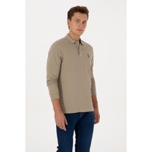 U.S. Polo Assn. Erkek Regular Fit Polo Yaka Açık Haki Basic Sweatshirt 50313772-VR183