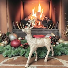 Kapella Yılbaşı Lüks Dekoratif Gold Simli Geyik 32CM AST7212