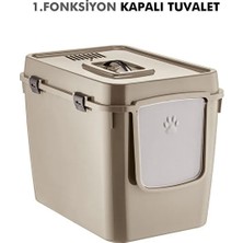 Poliva Xl 2 Fonksiyonlu Premium Kapalı Kedi Tuvaleti ve Açık Kedi Tuvaleti 56 x 40 x 43 cm