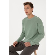 U.S. Polo Assn. Erkek Comfort Fit Bisiklet Yaka Yeşil Melanj Basic Kazak 50313679-VR115